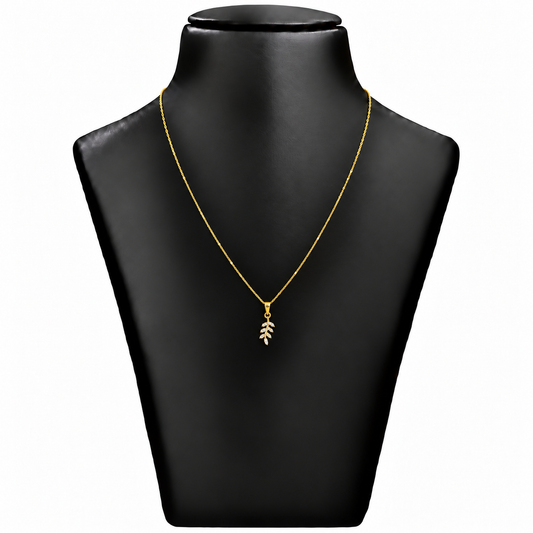 9K Gold White Stone Butterfly Pendant Chain