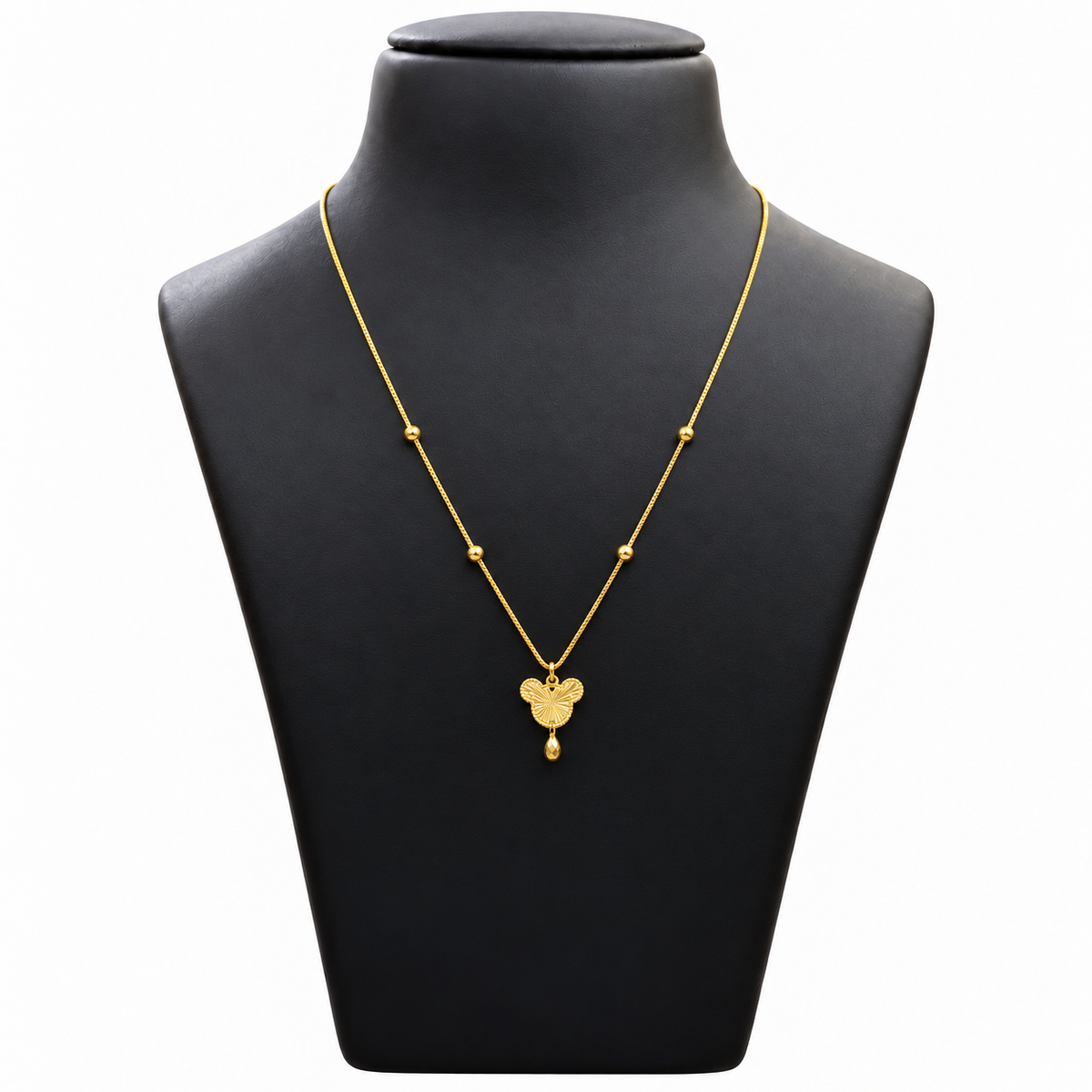 18K Gold Ball Chain with Butterfly Pendant 18 Inch