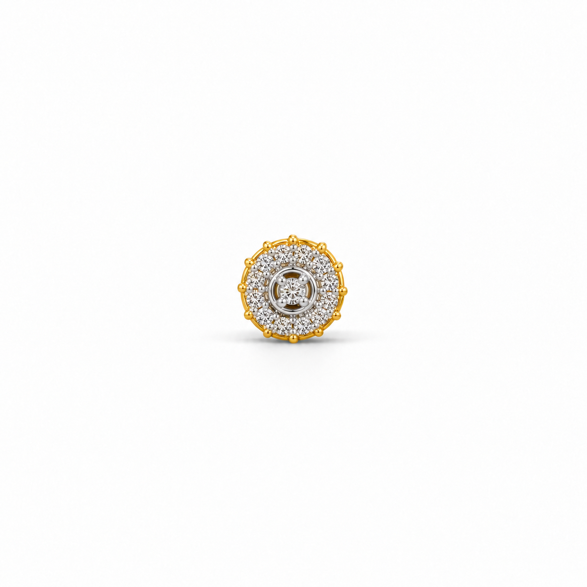 Gold Round Halo White Stone Nosepin
