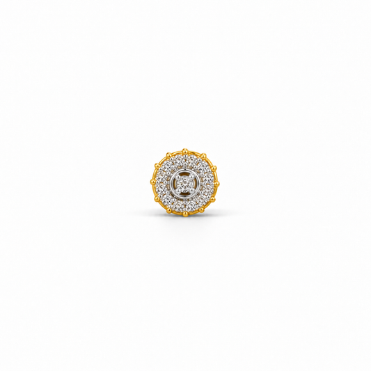 Gold Round Halo White Stone Nosepin