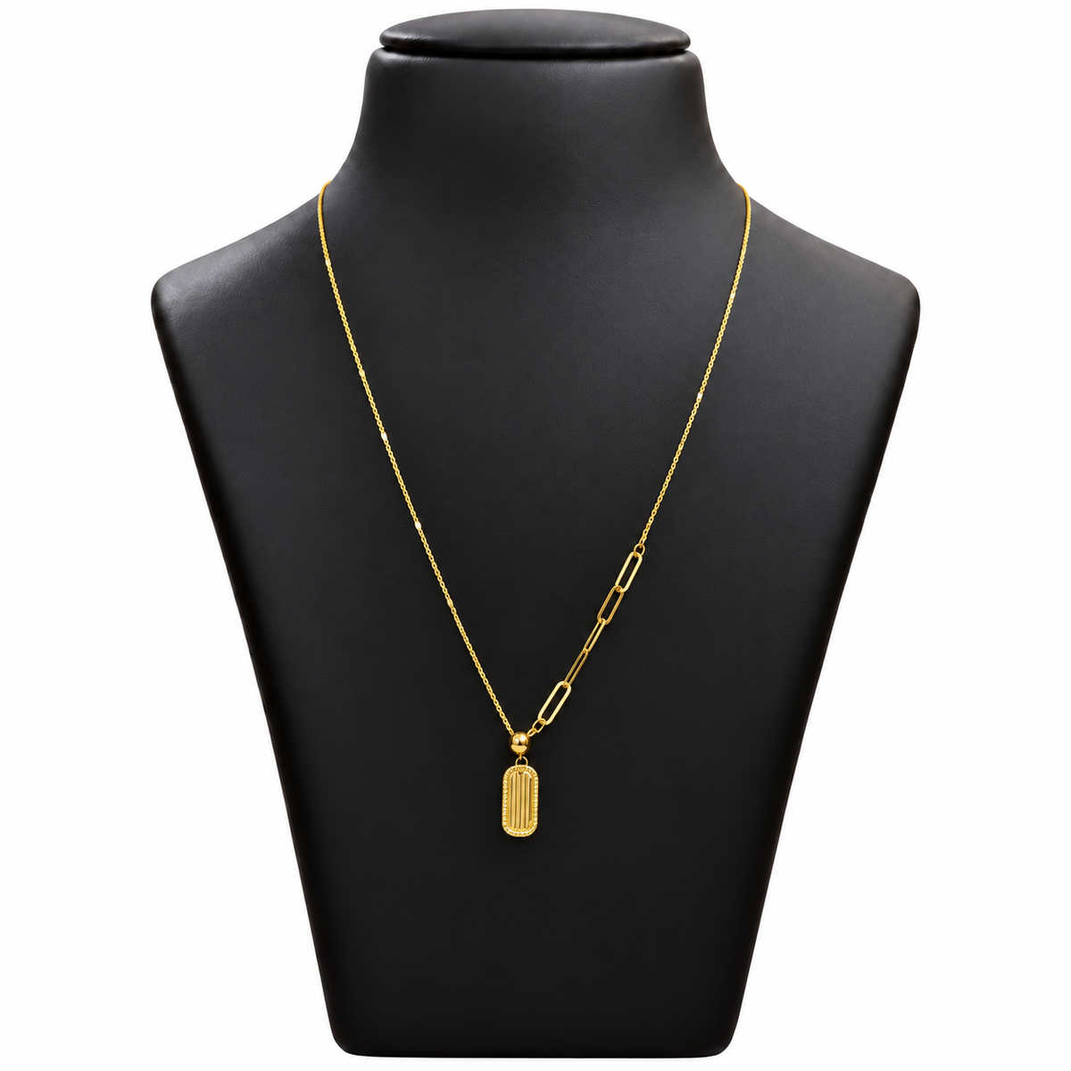 18K Gold Asymmetric Paperclip Link Pendant Chain – 18 Inch