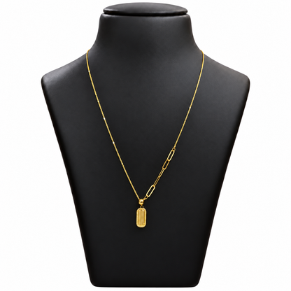 18K Gold Asymmetric Paperclip Link Pendant Chain – 18 Inch