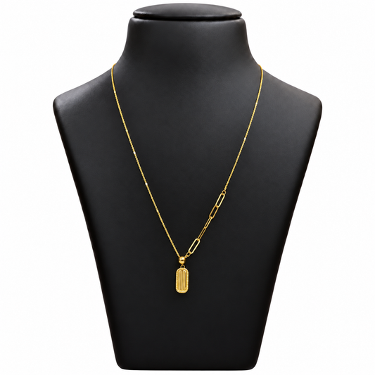 18K Gold Asymmetric Paperclip Link Pendant Chain – 18 Inch