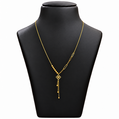 18K Gold Floral Tassel Paperclip Chain – 18 Inch