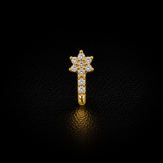 Crystal Floral Drop Gold-Plated Silver Nosepin