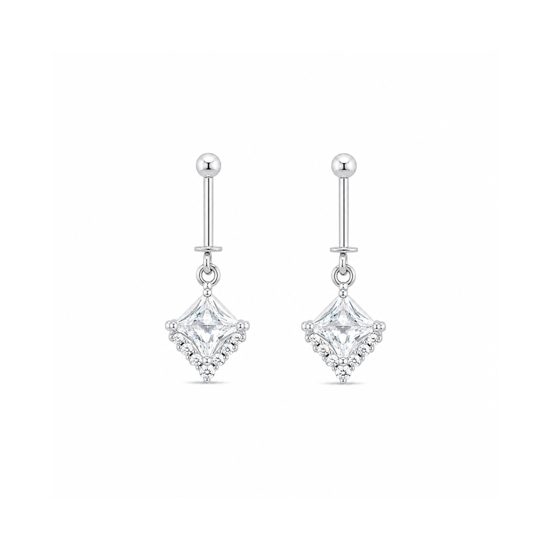 Celeste Princess Cut Sterling Silver Bugadi