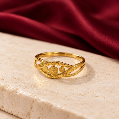 9K Gold Disc Charm Ring SIZE 14