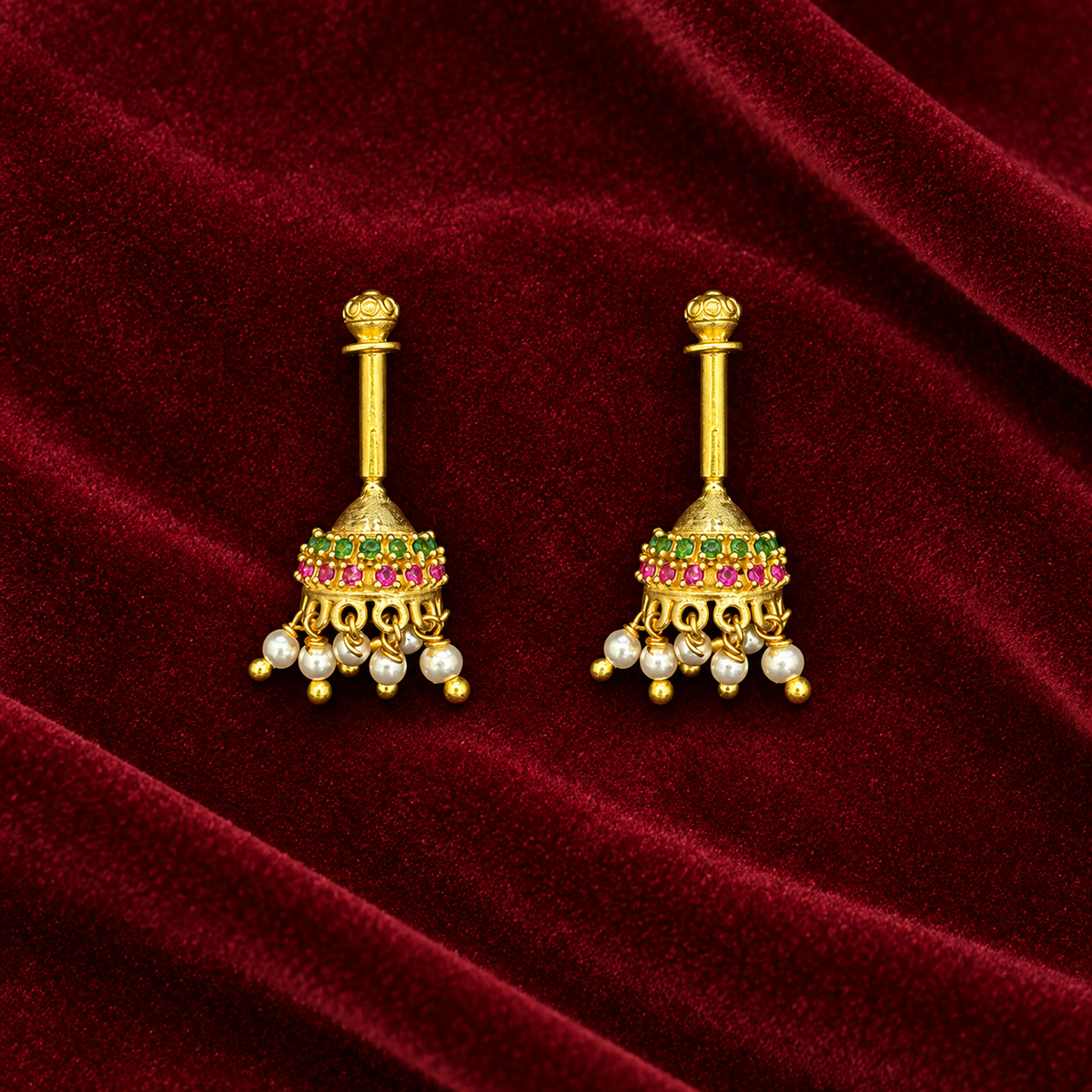 Navaratna Jhumka Golden Bugadi