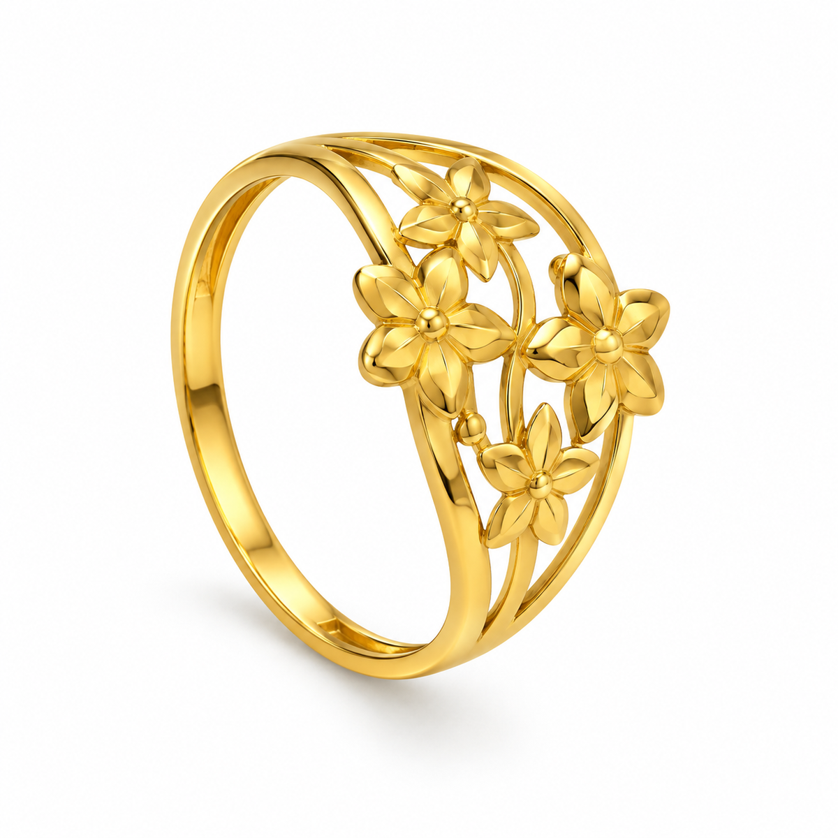 9K Gold Floral Garden Ring Size 16