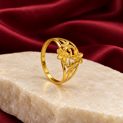 9K Gold Floral Garden Ring Size 16
