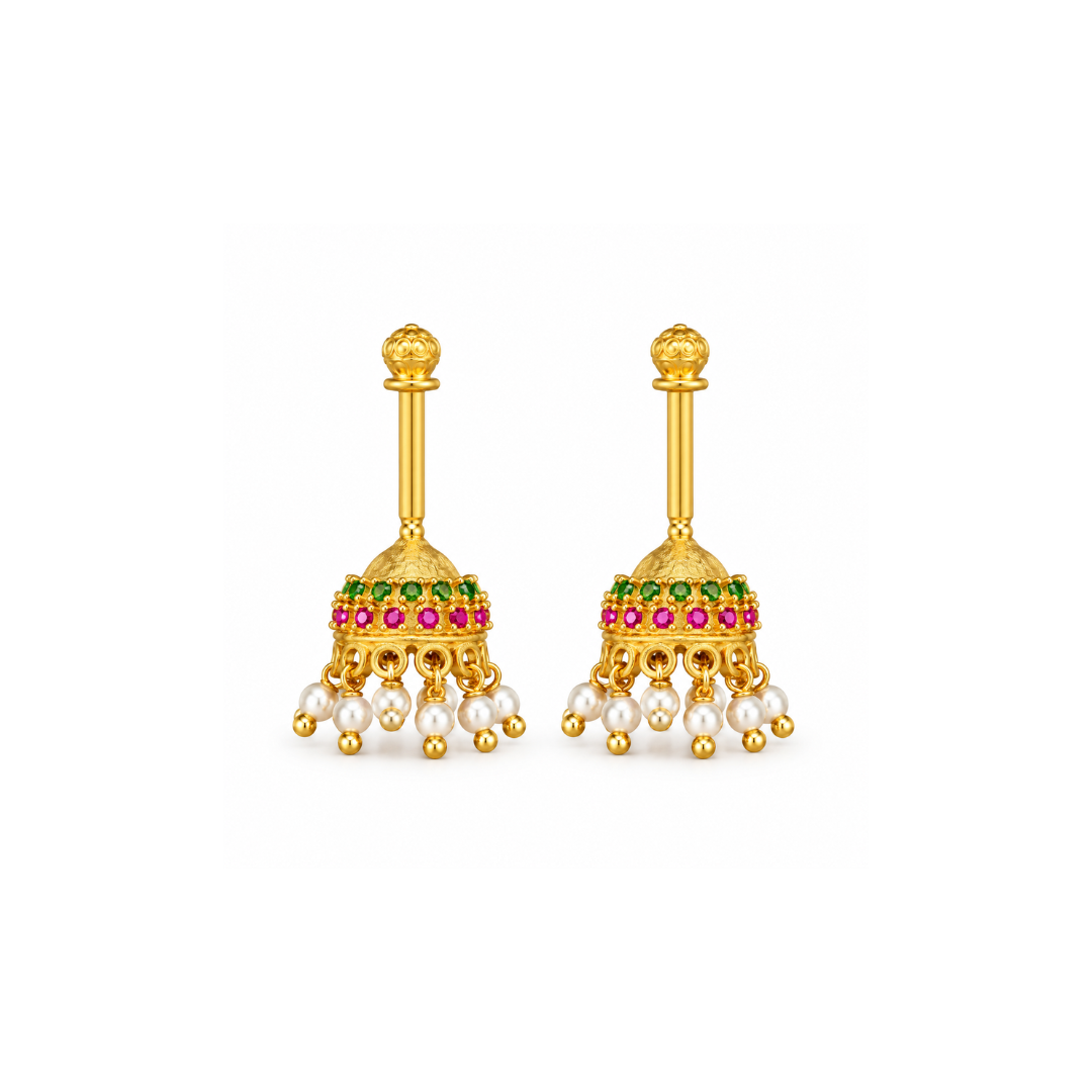 Navaratna Jhumka Golden Bugadi
