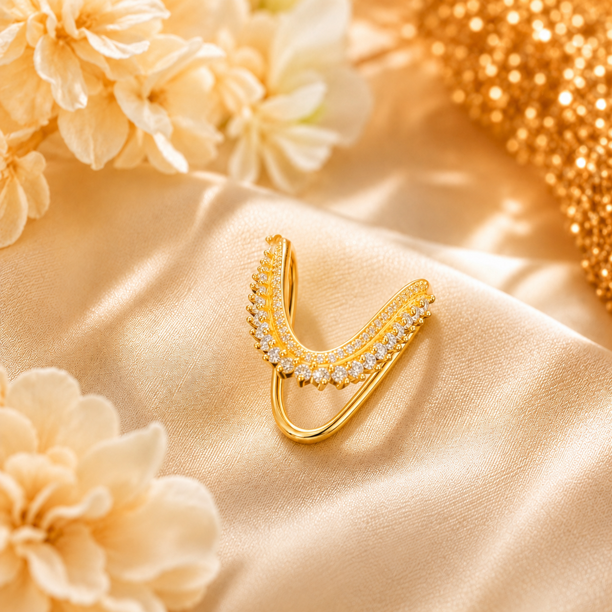 Gold-Plated 925 Silver CZ Vanki Ring | Traditional Adjustable Ring