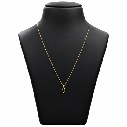 18K Gold Chain with Leaf-Shaped Pendant 18 Inch