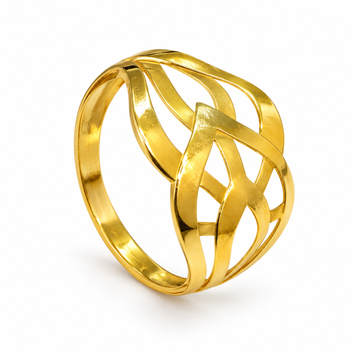 9K Gold Interwoven Ring Size 16