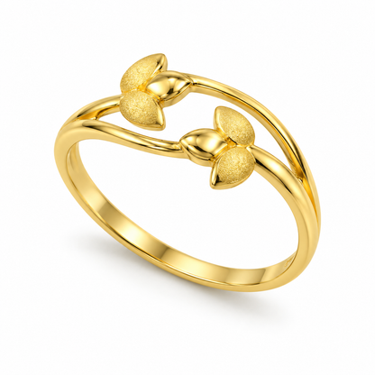 9K Gold Twin Petal Ring Size 13