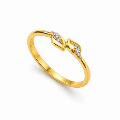9K Gold Twin Leaf Ring Size 12