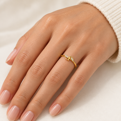 9K Gold Twin Leaf Ring Size 12