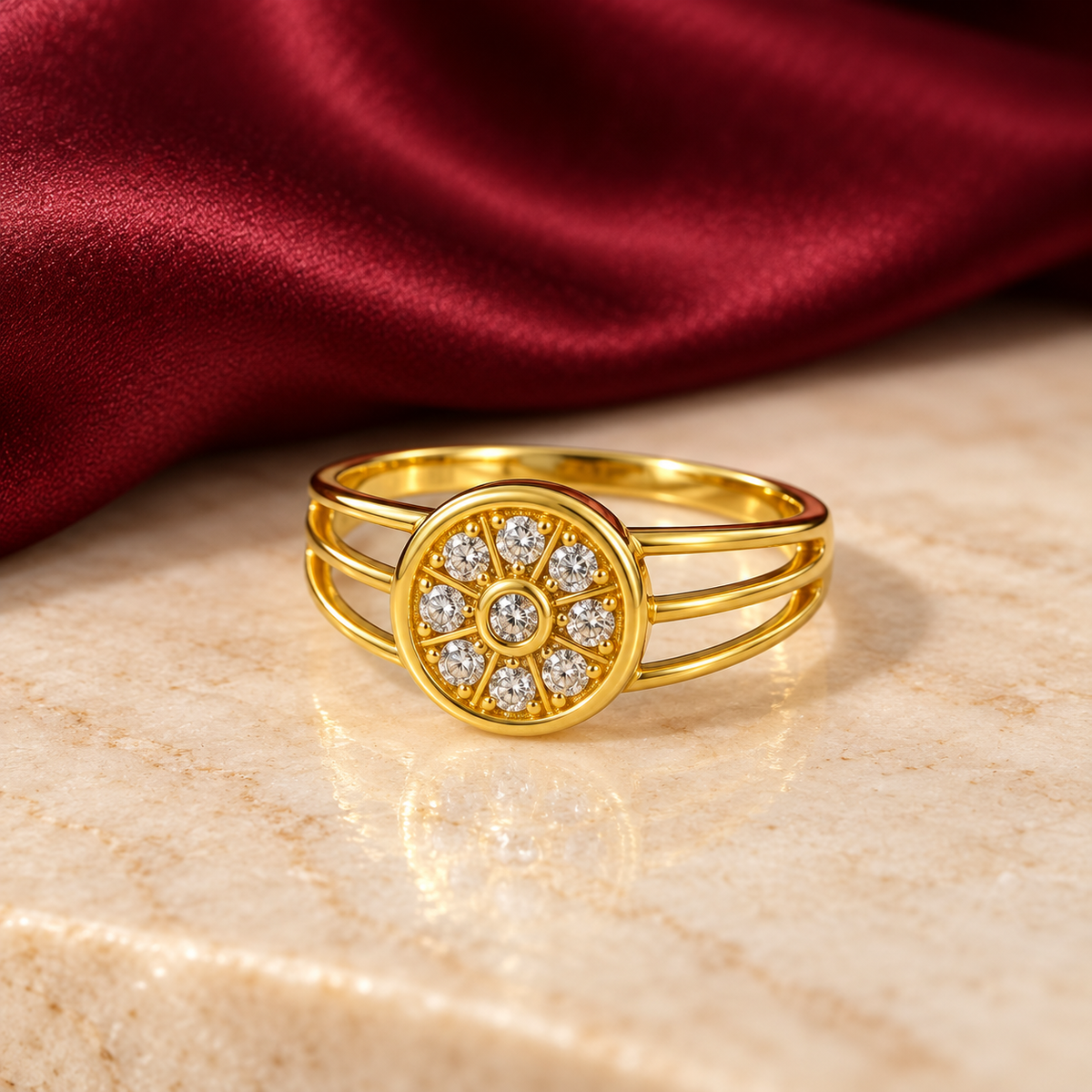9K Gold Floral Ring Size 12