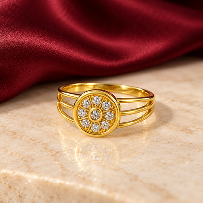 9K Gold Floral Ring Size 12