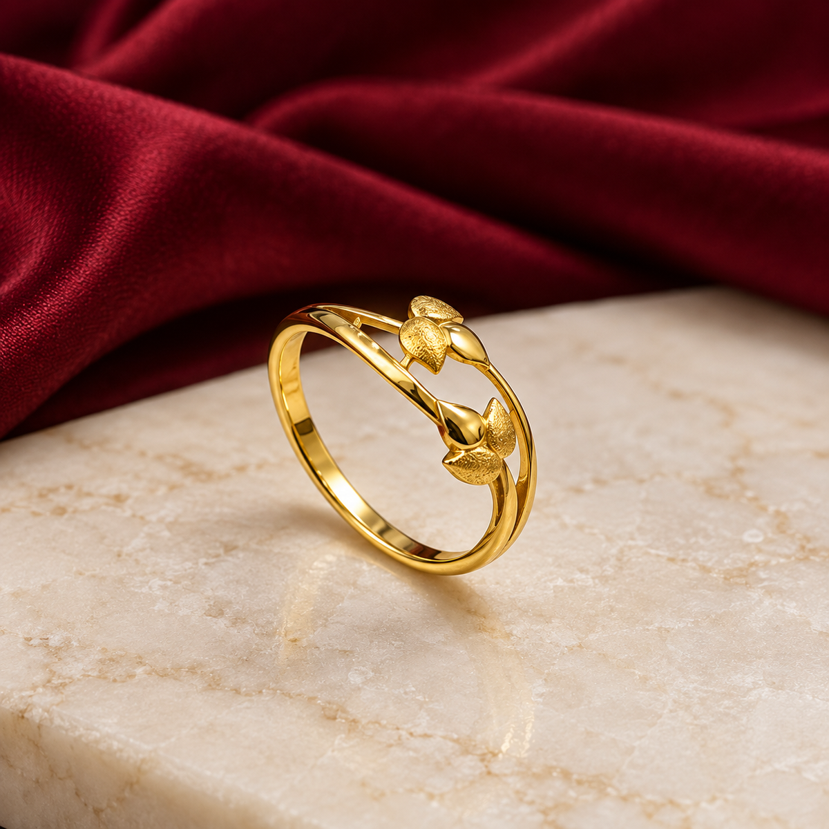 9K Gold Twin Petal Ring Size 13