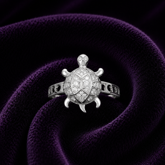 Silver CZ Aama (Turtle) Ring – SIZE19