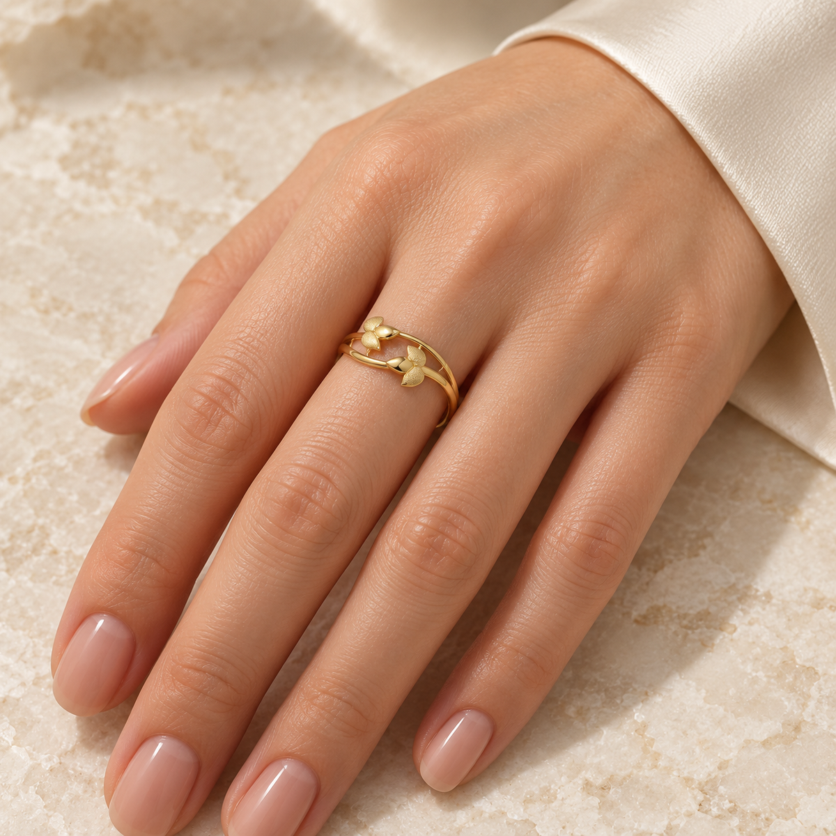 9K Gold Twin Petal Ring Size 13
