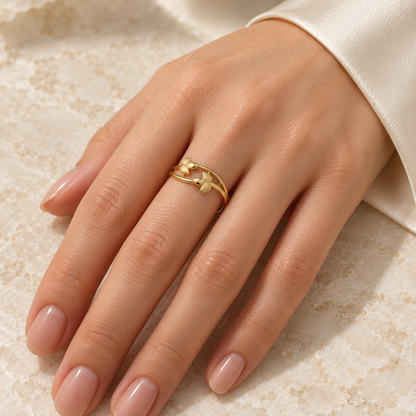 9K Gold Twin Petal Ring Size 13