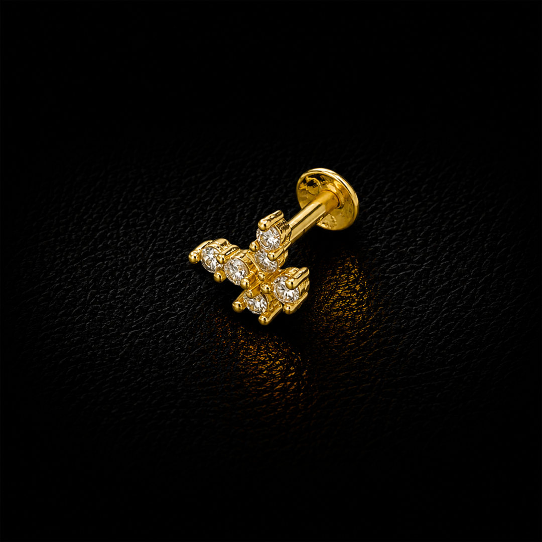 Crystal Butterfly Gold-Plated Silver Nosepin