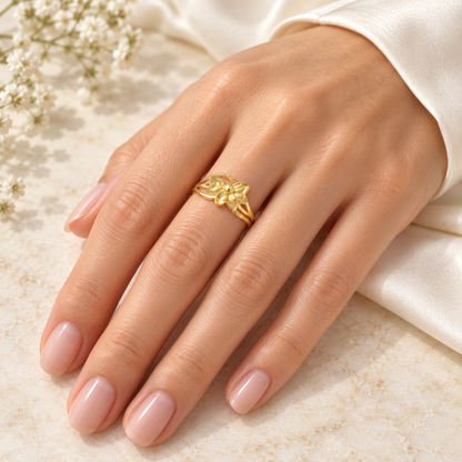 9K Gold Petal Ring Size 16