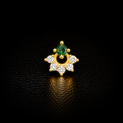 Emerald Halo Golden Silver NosePin