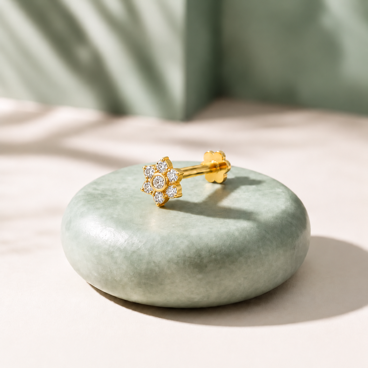 Gold Seven-Stone Floral Nosepin