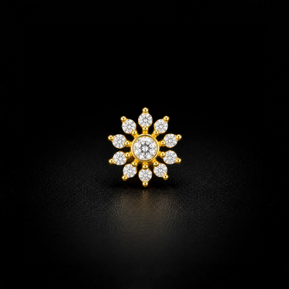 Sunburst Golden Silver NosePin