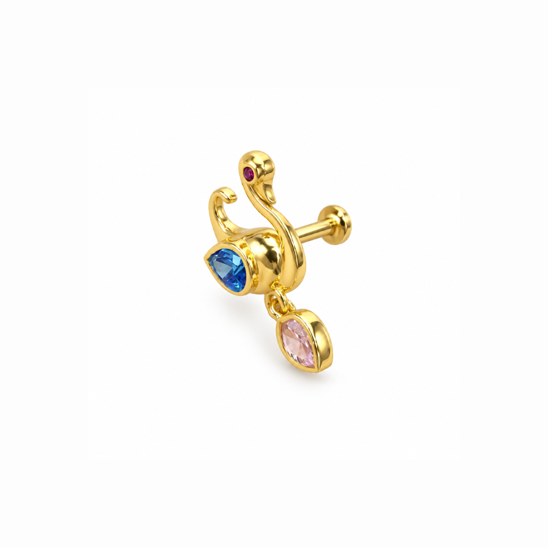 Aqua Swan Multicolor Golden Earrings
