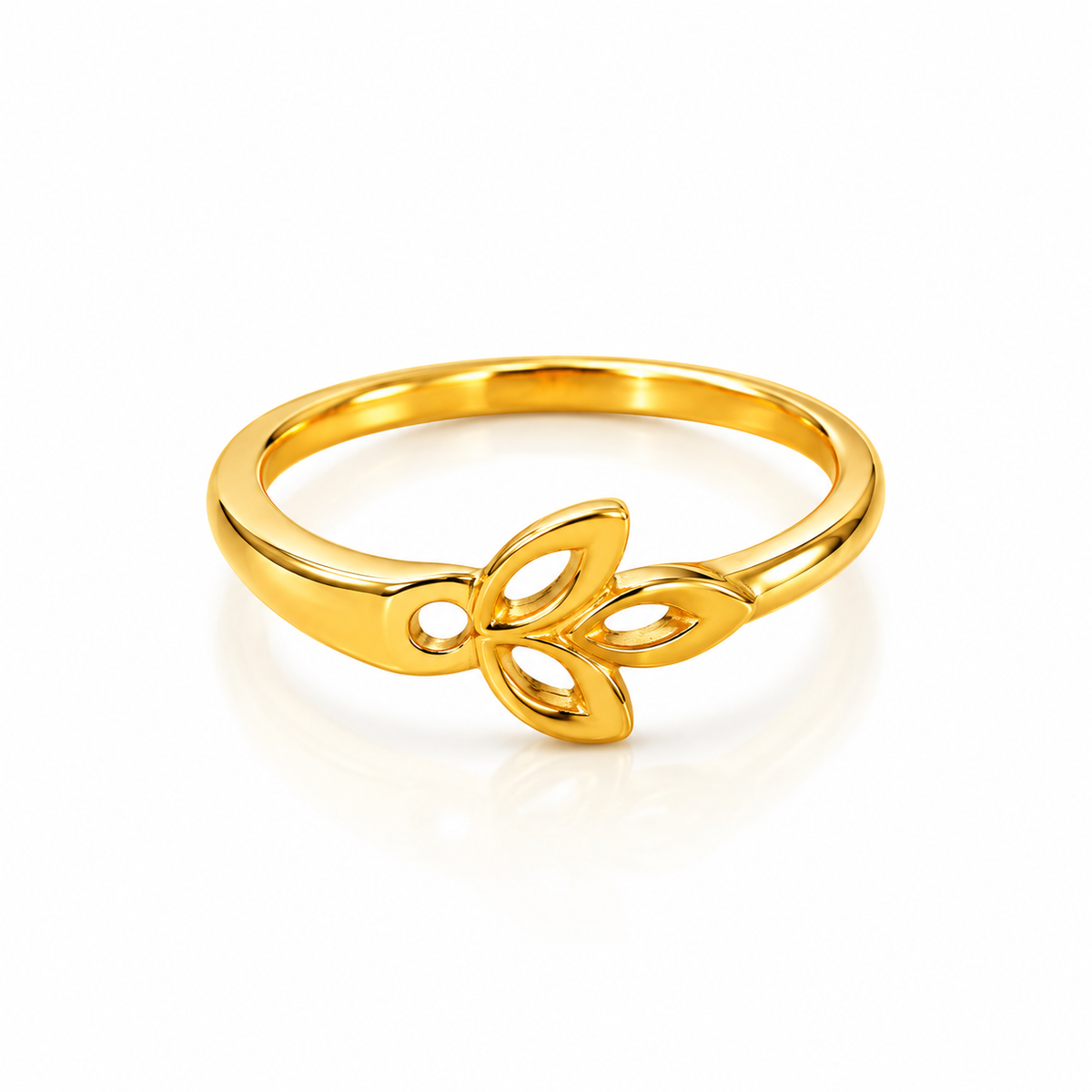 9K Gold Trinity Leaf Ring Size 12