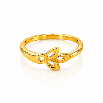 9K Gold Trinity Leaf Ring Size 12