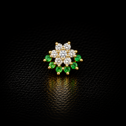 Emerald Cas Golden Silver NosePin