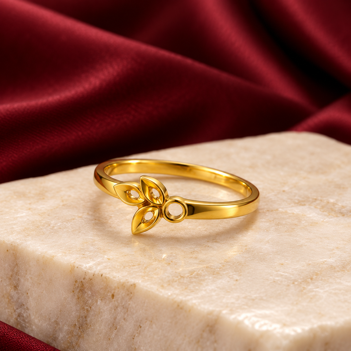 9K Gold Trinity Leaf Ring Size 12