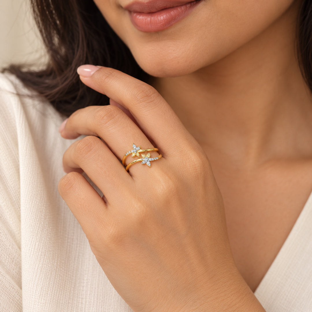 9K Gold Spark Butterfly Ring Size 12