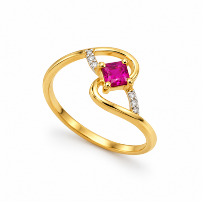 9K Gold Ruby Glow Ring Size 14