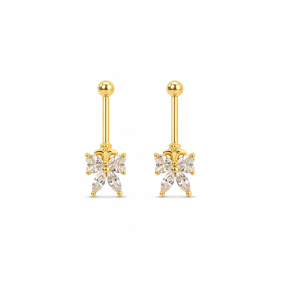 Golden Butterfly Bloom Sterling Silver Bugadi