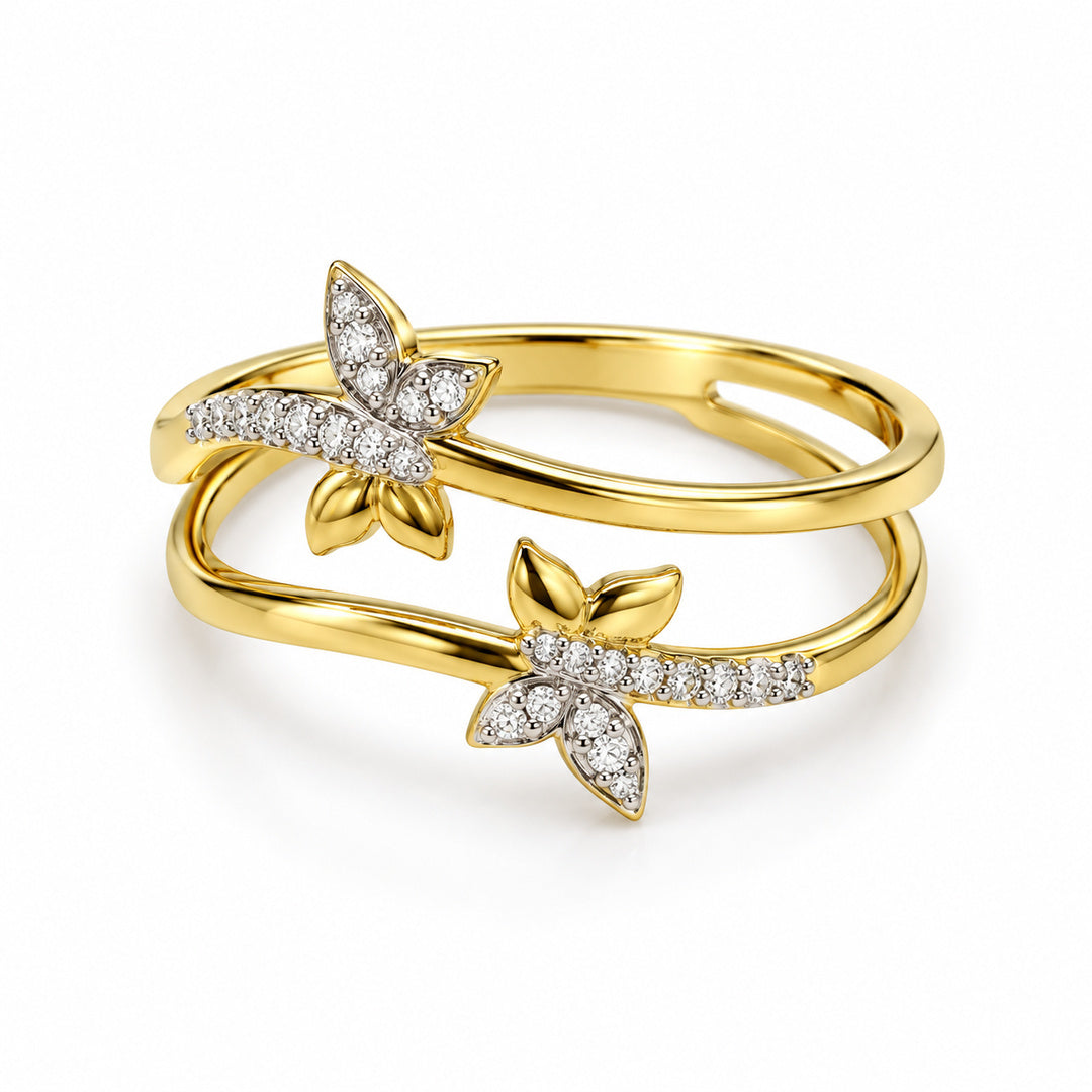 9K Gold Spark Butterfly Ring Size 12