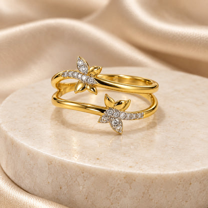 9K Gold Spark Butterfly Ring Size 12