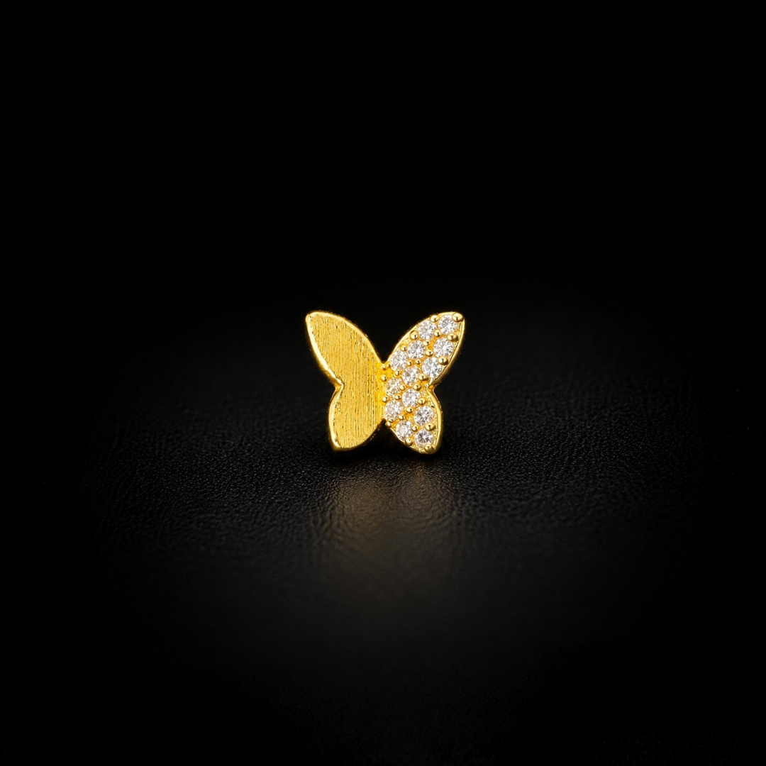 Gold-Plated 92.5 Sterling Silver Butterfly Nose Pin