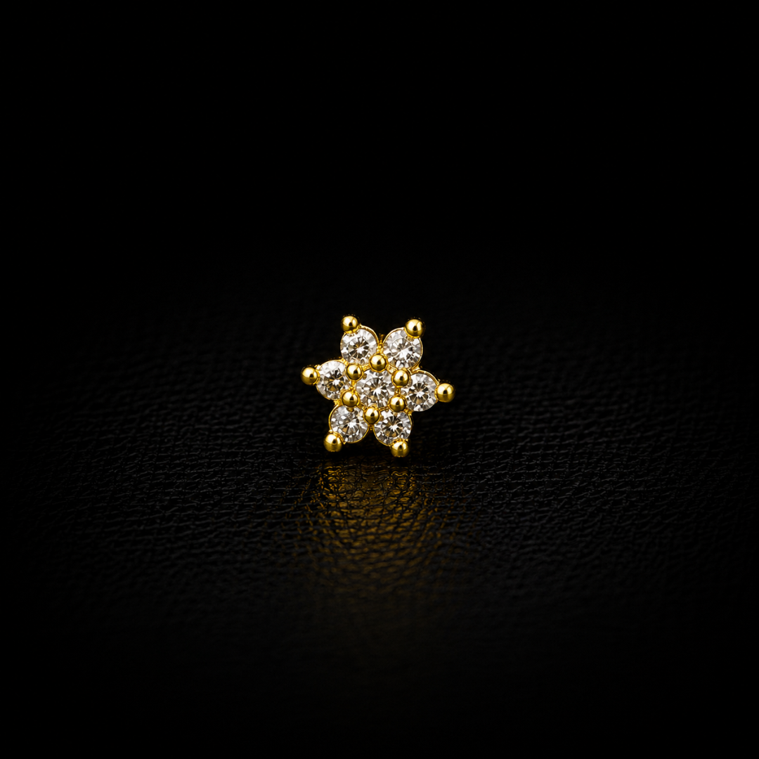 Starlight Blossom Gold-Plated Silver Nosepin