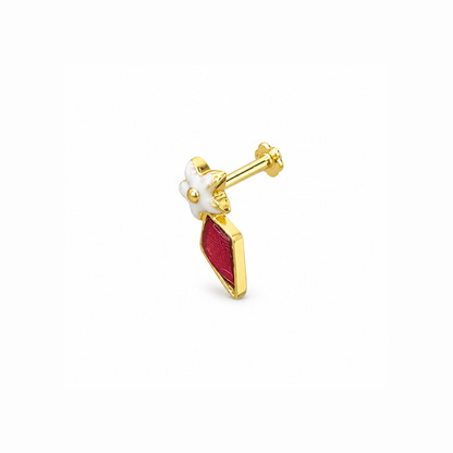 Ruby Prism Floral Golden Earrings