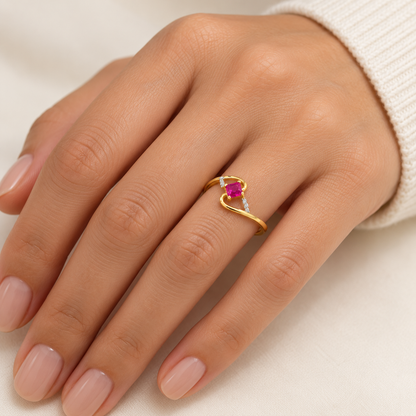 9K Gold Ruby Glow Ring Size 14
