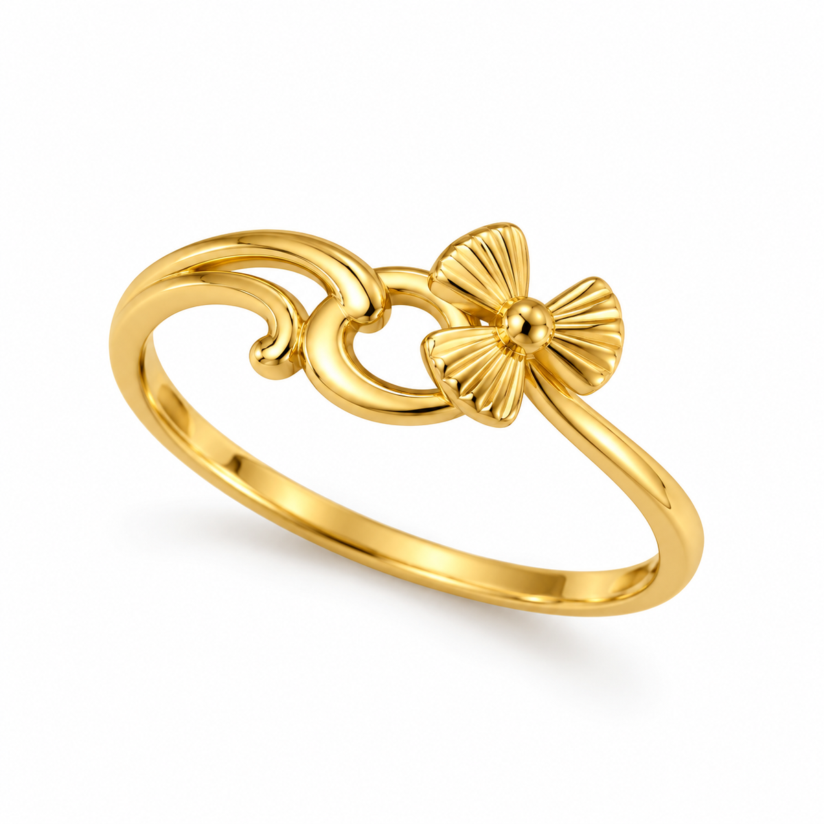 9K Gold Floral Swirl Ring Size 13