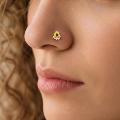 Teardrop Golden Silver NosePin