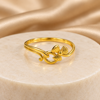 9K Gold Floral Swirl Ring Size 13