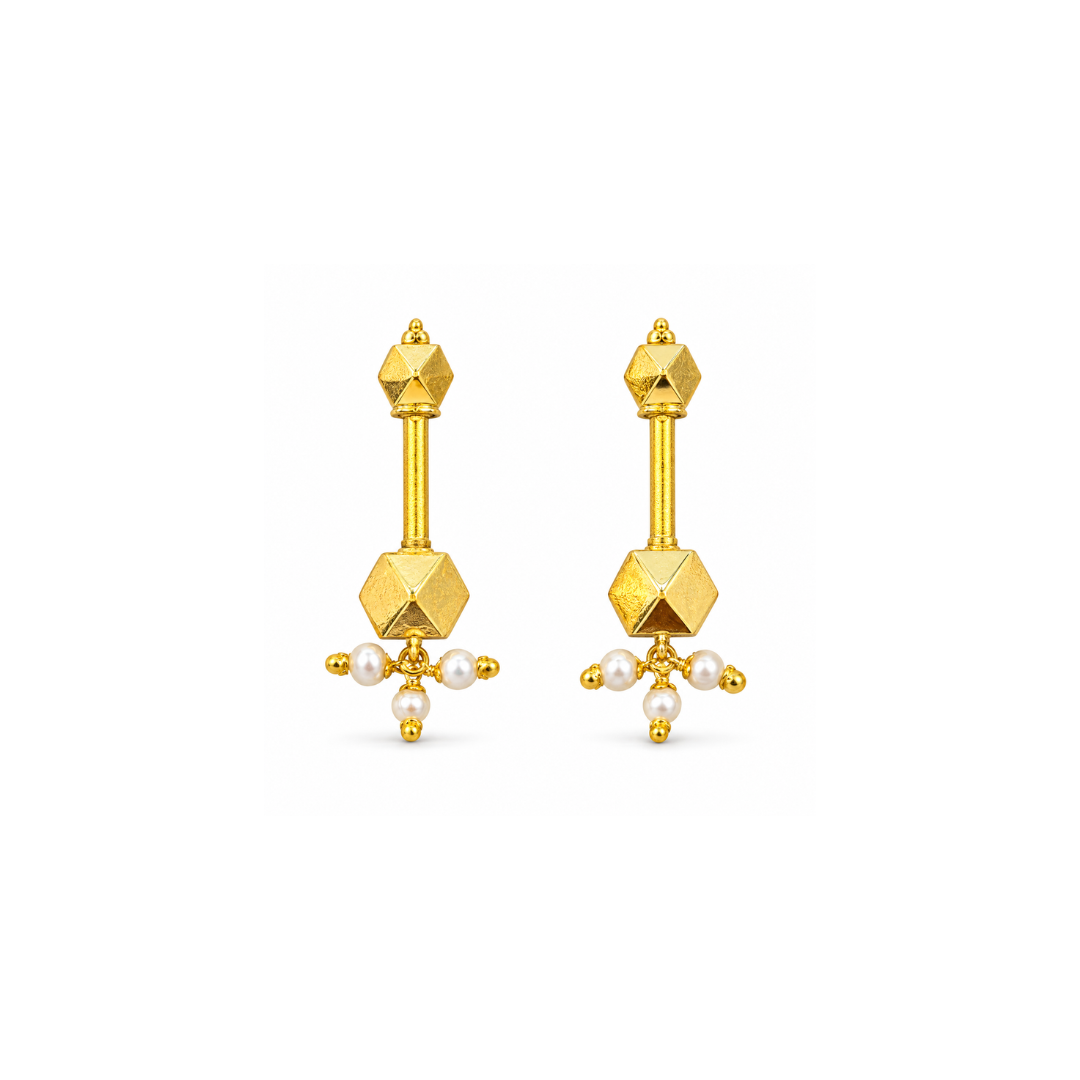 Geometric Pearl Drop Golden Bugadi